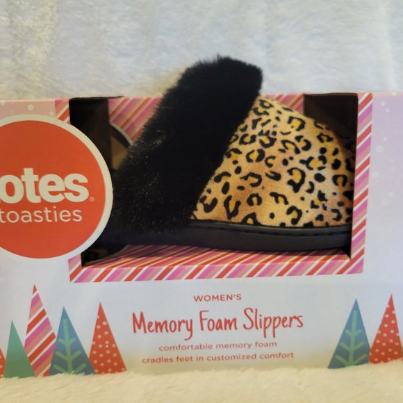 Women's Totes Toasties Memory Foam Animal Print Slippers Large 8-9 - Picture 1 of 4